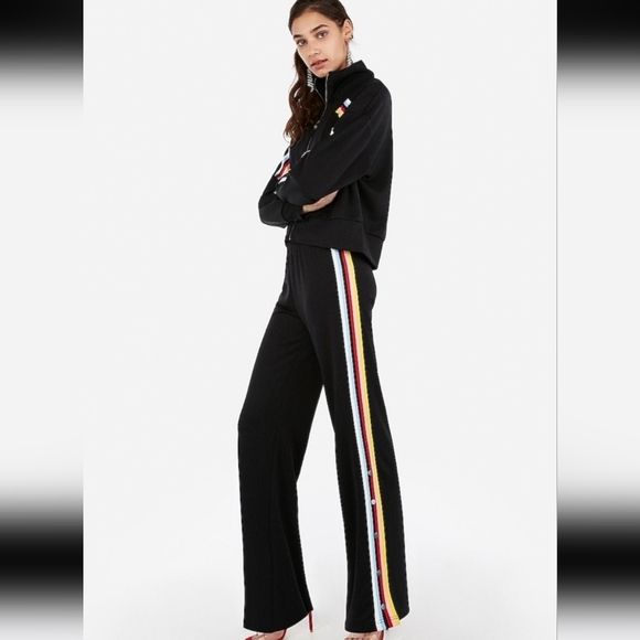 EXPRESS One Eleven Black Rainbow Jacket and Track pants Set Size L - Picture 1 of 15